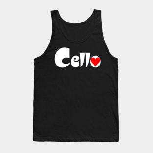 Cello Heart White Text Tank Top